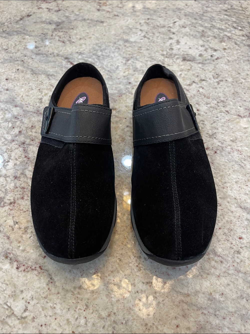 Aetrex Eseliana Black Suede Leather Comfort Clogs Shoes Women’s 11M / EU 43